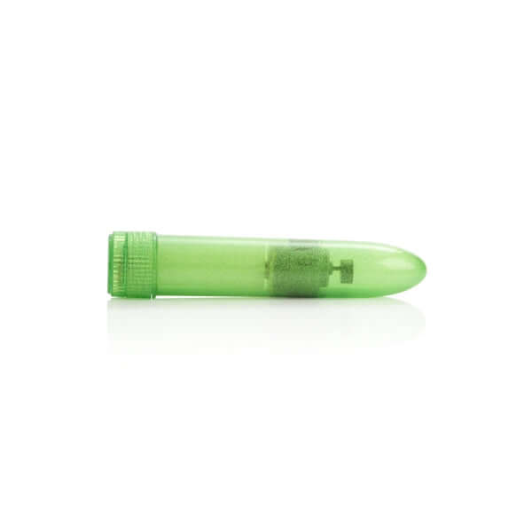 Compact green vibrator with glittery finish for multi-speed stimulation