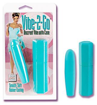 Vibe-2-Go Teal Vibrator Set with Discreet Rubber-Cote Finish and Matching Travel Case in Packaging