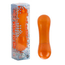 Mini Vibe-to-Go Orange Massager in packaging, compact and discreet vibrator for women's on-the-go satisfaction.