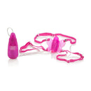 Venus Butterfly Pink Vibrator with adjustable straps and butterfly design for hands-free stimulation.