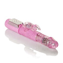 Petite Thrusting Jack Rabbit Pink Vibrator, a compact pink vibrator with thrusting and vibrating features.