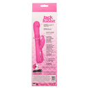 Jack Rabbit Elite Beaded G Rabbit silicone vibrator packaging, featuring clitoral stimulator and rotating features, in pink.
