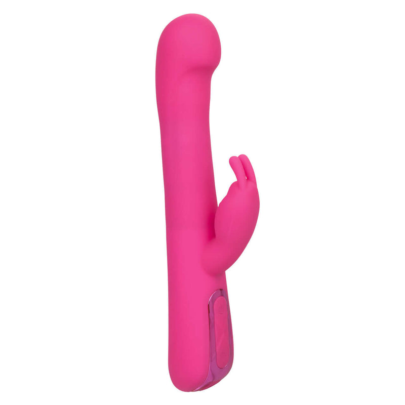 Jack Rabbit Elite Beaded G Rabbit Vibrator in pink with clitoral stimulator, offering powerful vibrations and rotations.