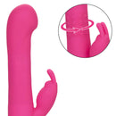 Jack Rabbit Elite Beaded G Rabbit Silicone Vibrator in pink, showcasing clitoral stimulator and rotating features.
