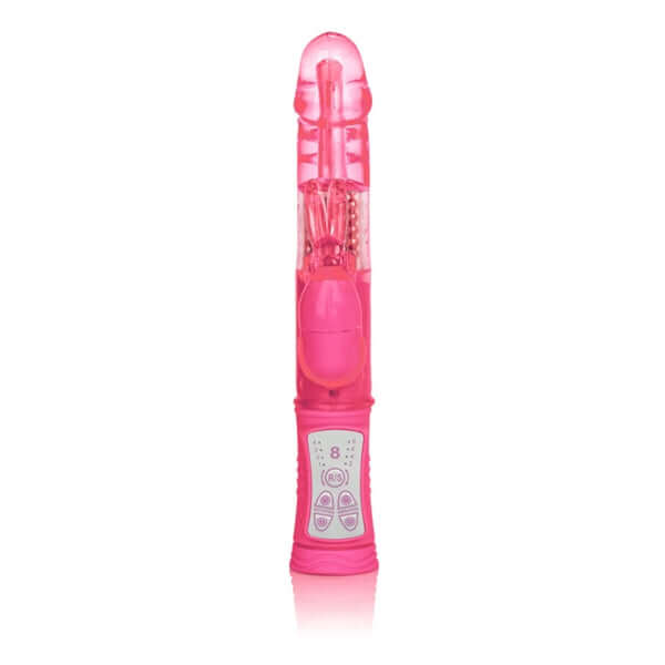 Shane's World Jack Rabbit Vibrator in pink with customizable functions and flickering Bunny Ears by California Exotic Novelties