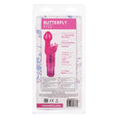 Butterfly Kiss Pink Vibrator packaging showcasing its features and specifications for optimal pleasure.