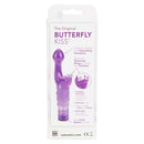 The Original Butterfly Kiss Purple Vibrator packaging showcasing its features and design for dual stimulation.