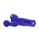 Silicone Butterfly Kiss Purple Vibrator for dual stimulation with G-spot tip and butterfly clitoral teaser.
