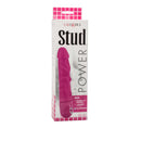 Power Stud Rod Dong Pink Vibrator in packaging, showcasing its realistic design and waterproof features.