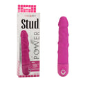 Power Stud Rod Dong Pink Vibrator packaging and product view, showcasing waterproof design and customizable vibration.