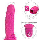 Power Stud Cliterrific Vibrator 6.75 inch Pink with textured surface and battery compartment.