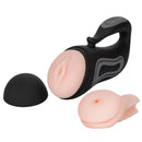 Optimum Power Rechargeable Grip-N-Stroke Vibrating Stroker with removable sleeves and squeeze pads.