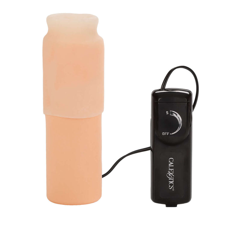 Vibrating Oro Simulator with hand-held controller for adjustable multi-speed vibrations from California Exotic Novelties.
