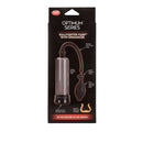 Optimum Series Bullfighter Penis Pump packaging featuring a powerful manual pump system and measurement markings.