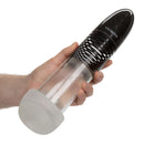 A person holding the Optimum Series Auto Smart Penis Pump showcasing its sleek design and advanced features.