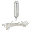 Sterling Collection Silver SlimLine Bullet with attached cord, designed for customizable pleasure experiences.