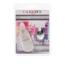 Pocket Exotics Vibrating Silver Egg packaging featuring sleek design and multi-speed features by California Exotic.