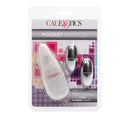 Pocket Exotic Double Bullet Vibrator Silver packaging showing compact dual-bullet design with multi-speed control.