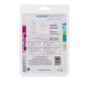 Packaging for Pocket Exotics Ivory Bullet Vibrator by California Exotic Novelties showing multi-speed and body-safe features