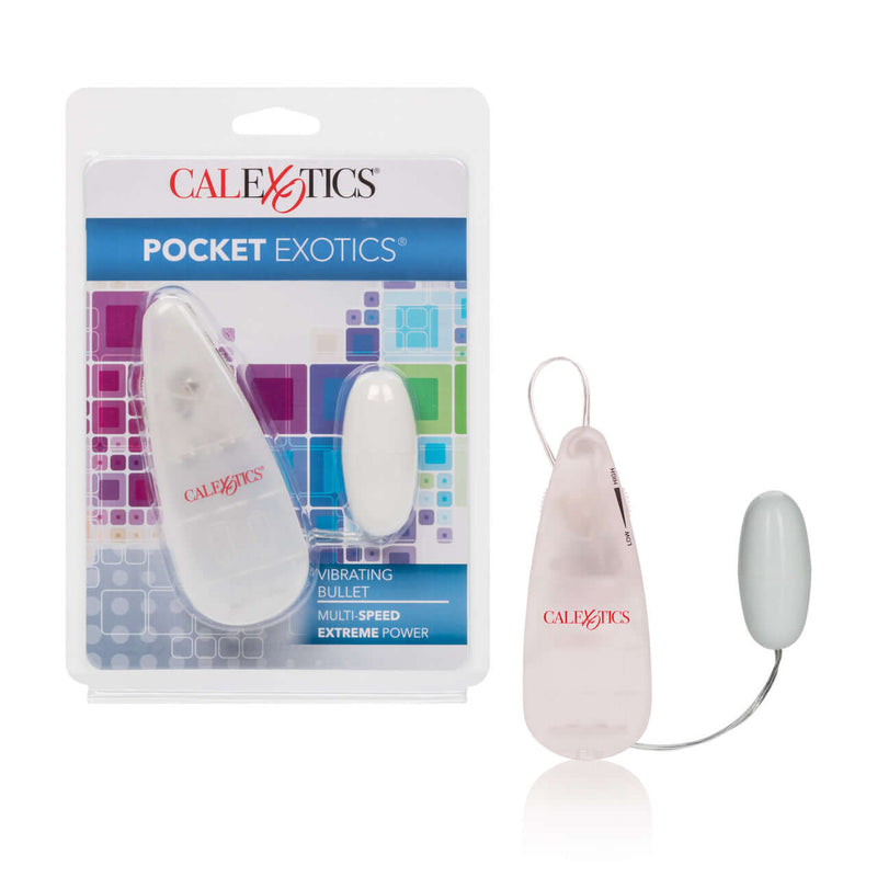 Pocket Exotics Ivory Bullet Vibrator by California Exotic Novelties in packaging and out for display.
