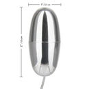 Bulk Slim Teardrop Bullet Vibrator Purple shown in a sleek silver design with size dimensions.
