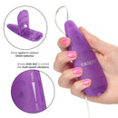Bulk Slim Teardrop Bullet Vibrator Purple with battery compartment and control dial for personalized vibrations.