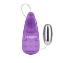 Bulk Slim Teardrop Bullet Vibrator Purple with control remote, designed for customized pleasure and compact use.