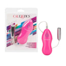 Ballistic Slimline Bullet Vibrator Pink packaging and product image showcasing ergonomic design and remote control.