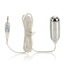 Ballistic Bullet Mini Vibrator with Purple Power Control, silver bullet with wired control for versatile stimulation.