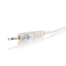 Clear connection plug for audio devices, showcasing its design and features.