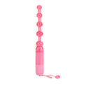 Waterproof Vibrating Pleasure Anal Beads Pink featuring graduated textures and a multi-speed vibration for pleasure.