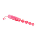 Waterproof Vibrating Pleasure Anal Beads Pink with graduated textures for pleasurable stimulation.