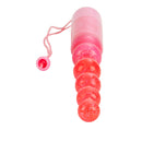 Waterproof Vibrating Pleasure Anal Beads Pink shown in a vibrant pink color with graduated texture for enhanced pleasure.