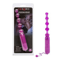 Waterproof Vibrating Pleasure Beads Purple packaging showcasing flexible beaded shaft and waterproof design from California Exotic Novelties.