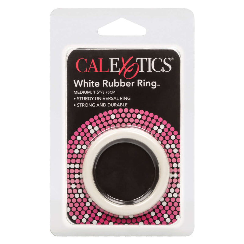 Rubber Ring White Medium by California Exotic Novelties in packaging