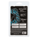 Silicone Ball Spreader Black packaging featuring stretchy and comfortable erection enhancer design.