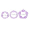 Trio of purple stretchy cock rings in different sizes by California Exotic Novelties, enhancing stamina and pleasure.