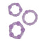 Trio of stretchy purple cock rings in small, medium, and large sizes by California Exotic Novelties for prolonged performance and heightened pleasure