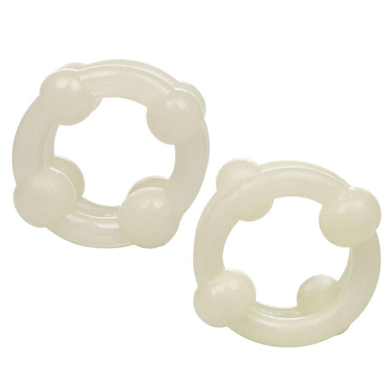 Island Rings Double Stacker Glow-in-the-Dark Cock Rings for enhanced stamina and peak performance from California Exotic Novelties