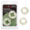 Island Rings Double Stacker Glow-in-the-Dark Cock Rings package and rings by CalExotics. Stretchy and comfortable for enhanced pleasure and stamina.