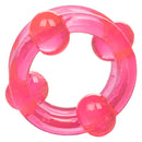 Pink double stacker ring with smooth contours and stimulating beads for enhanced support and pleasure.