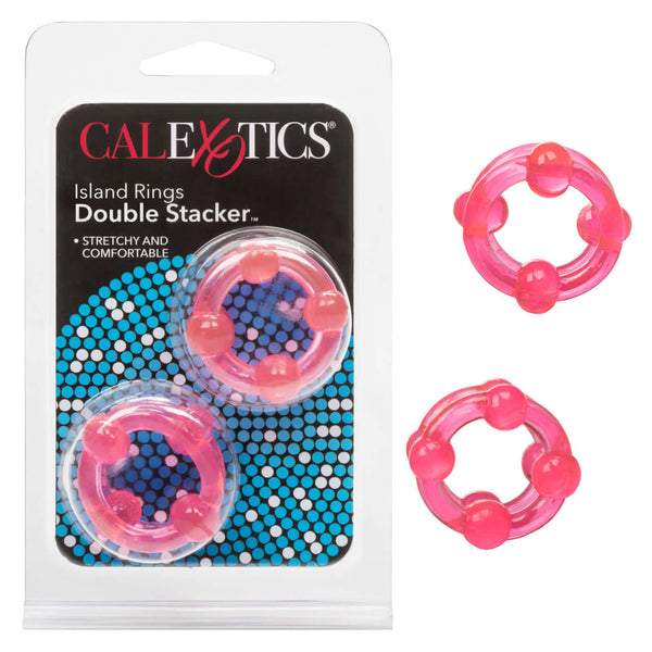 Island Rings Double Stacker Pink - Stretchy and Comfortable Support Rings for Enhanced Stimulation