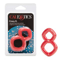 Crazy 8 Ring Red Cock Ring - Dual Support Erection Enhancer in Packaging and Displayed Outside.