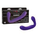 Her Royal Harness Rechargeable Love Rider Strap On Purple packaging with strapless design and vibrant purple silicone.