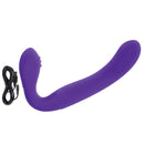 Her Royal Harness Rechargeable Love Rider Strap On Purple with USB charging cable for versatile pleasure.