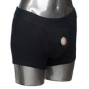 Packer Gear Black Boxer Harness M L displayed on a mannequin, featuring a comfortable design for hands-free wear.