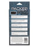 Packer Gear Ultra Soft Silicone STP Packer Brown packaging showcasing features and dimensions.
