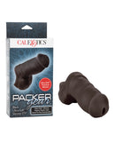 Packer Gear Ultra Soft Silicone STP Packer Black with lifelike profile and restroom functionality in packaging.