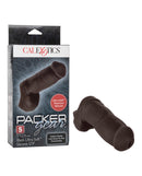 Packer Gear 5 Inch Ultra Soft Silicone STP Packer Black displayed in packaging with life-like profile and hollow shaft.