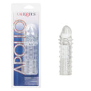 Apollo Extender Penis Extension Clear in packaging, clear flexible enhancement sleeve for increased size and sensation.
